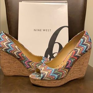 Nine West Multi Color Knitted Wedges